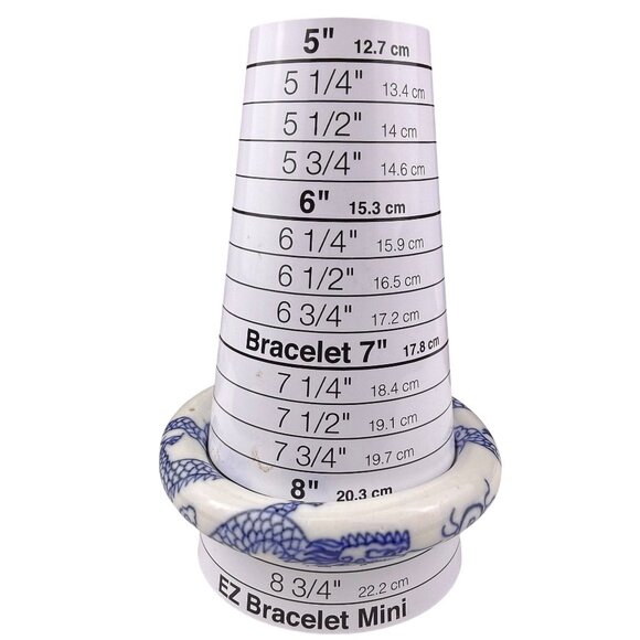 Chinese-Inspired Ceramic Dragon Blue & White Bangle Bracelet Round 8" Diameter - Picture 5 of 6